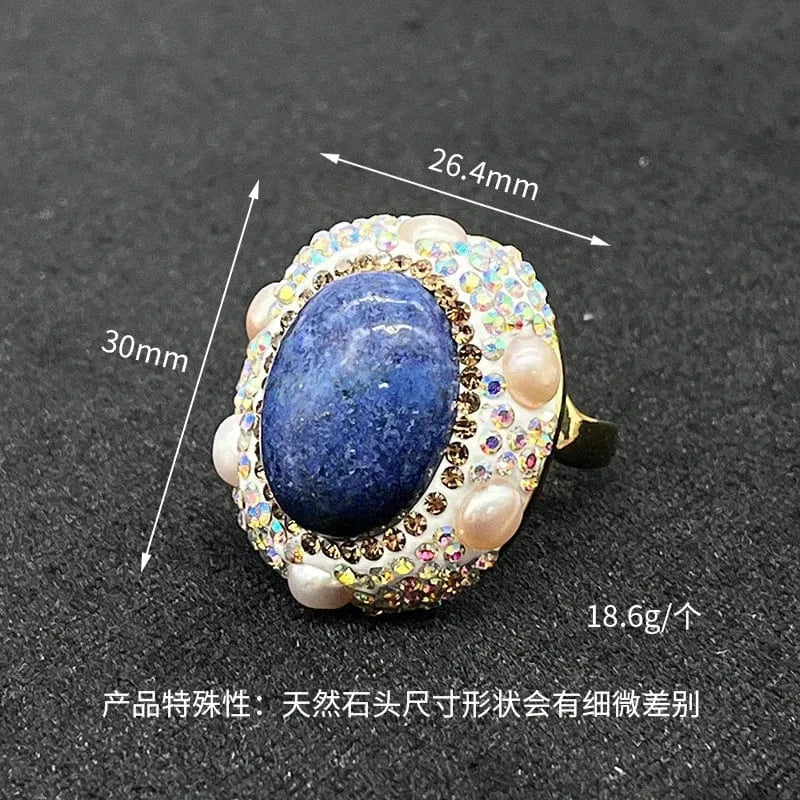 pearl ring / 13 French hawaiian baroque natural stone pink topaz turquoise evil eye pearl rings jewelry women