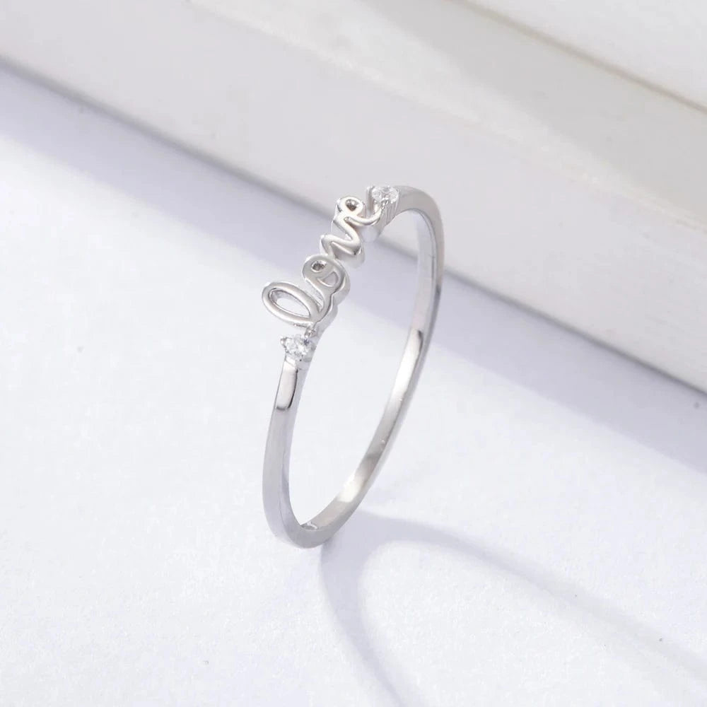 Peishang 2024 High fine jewelry fashion romance Love Words Zircon luxury gold silver ring