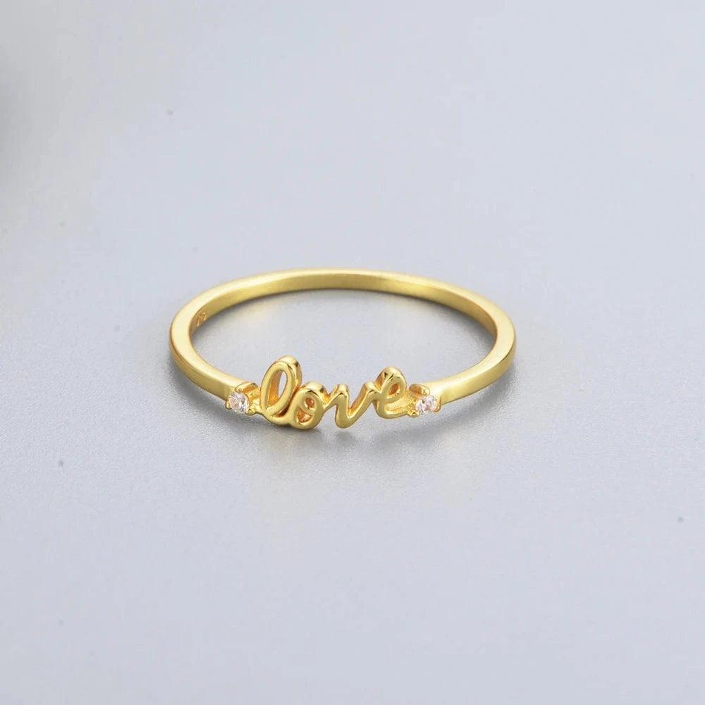 Peishang 2024 High fine jewelry fashion romance Love Words Zircon luxury gold silver ring