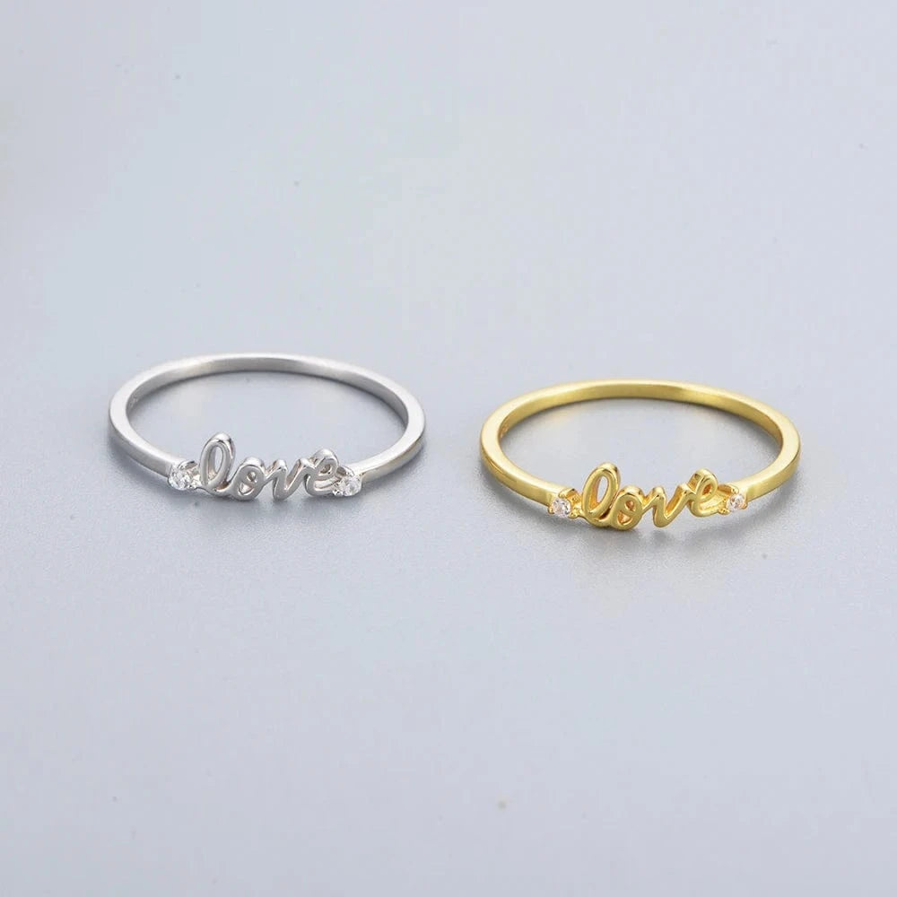 Peishang 2024 High fine jewelry fashion romance Love Words Zircon luxury gold silver ring