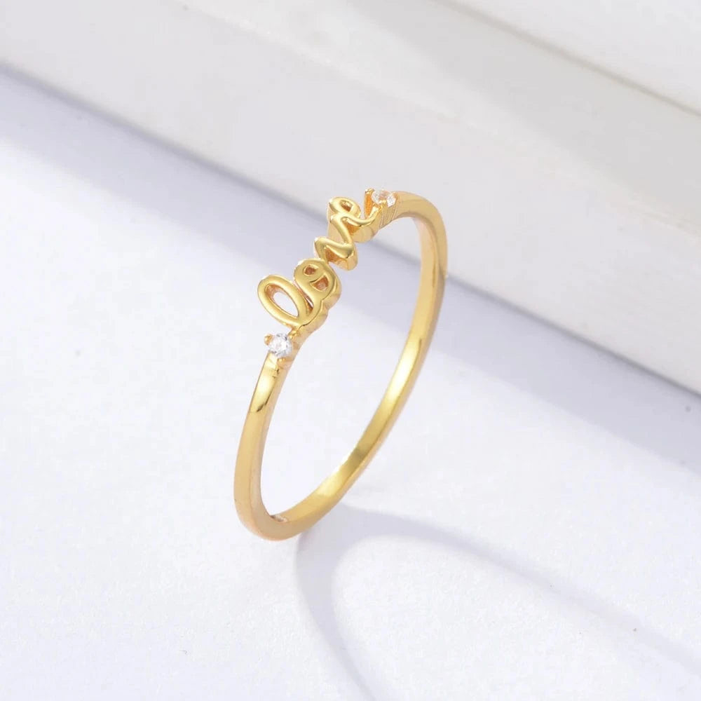 Peishang 2024 High fine jewelry fashion romance Love Words Zircon luxury gold silver ring