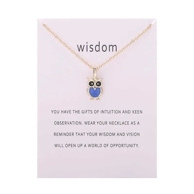 pendant / 6152-gold blue Fashion Jewelry Korean Necklace Hot Color Glaze Wisdom Owl Pendant Choker Necklace for Women Girl