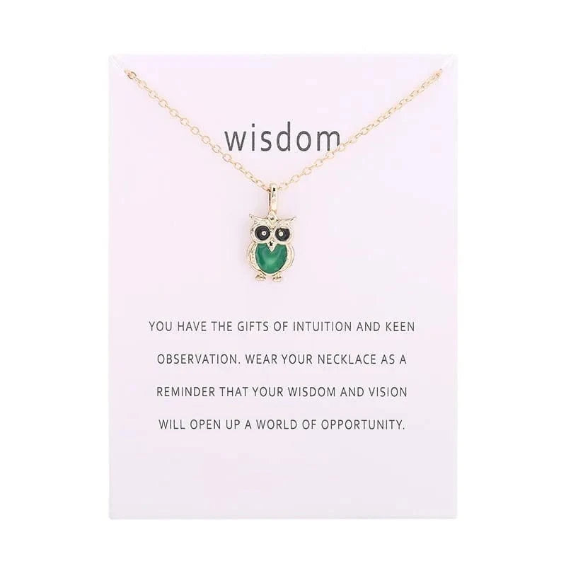 pendant / 6152-gold green Fashion Jewelry Korean Necklace Hot Color Glaze Wisdom Owl Pendant Choker Necklace for Women Girl