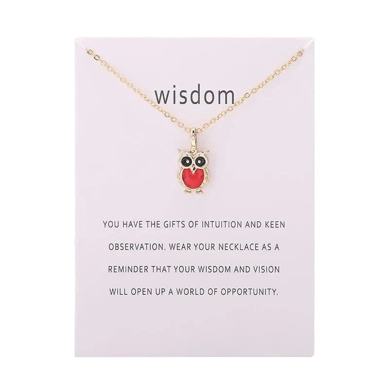 pendant / 6152-gold red Fashion Jewelry Korean Necklace Hot Color Glaze Wisdom Owl Pendant Choker Necklace for Women Girl