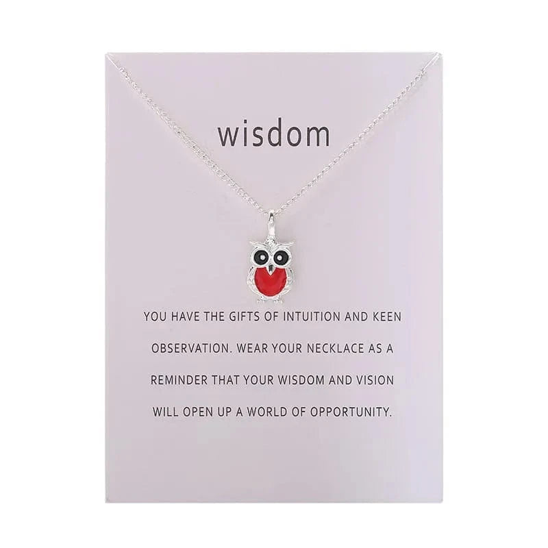 pendant / 6152-silver red Fashion Jewelry Korean Necklace Hot Color Glaze Wisdom Owl Pendant Choker Necklace for Women Girl
