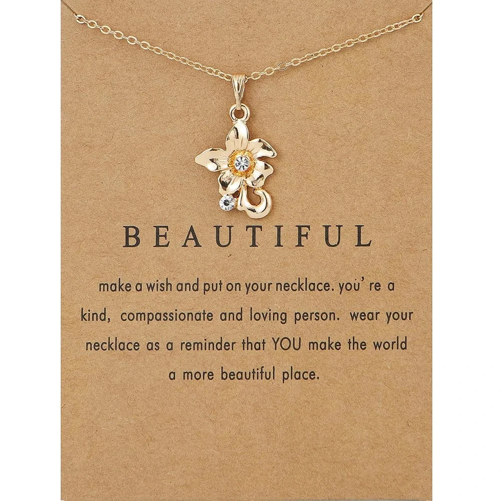 pendant / 6214-gold Fashion Jewelry Korean Necklace I Love You Card Message Diamond Heart Rose Dolphin Pendant Necklace