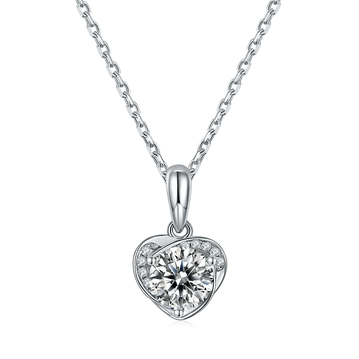 Pendant( Main Stone:1ct) 2024 New Style S925 Sterling Silver Heart Shape D VVS Pure Moissanite Diamond Wedding Necklace Stud Earring Jewelry Sets For Ladies