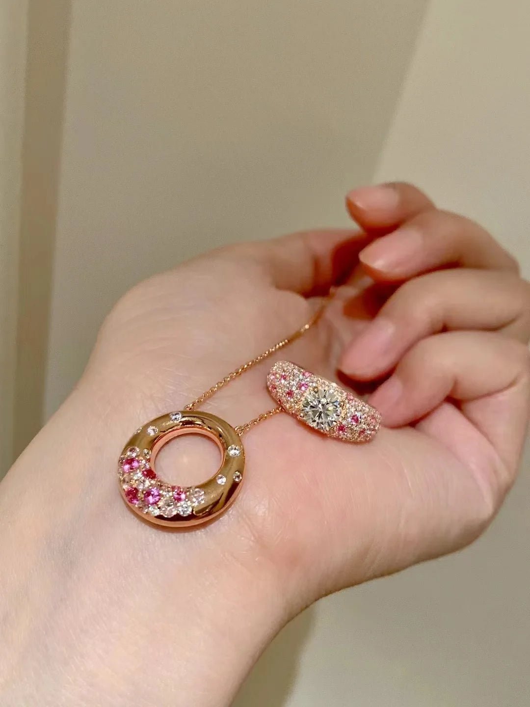 Pendant Necklace Sparkling Pink Sapphire Diamond Wedding Jewelry - SN Wigs & More