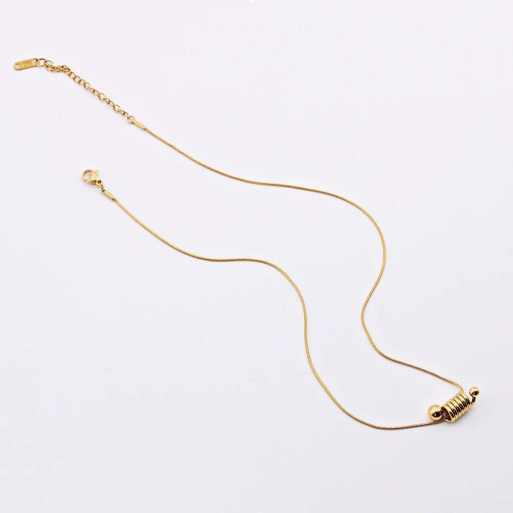 Pendant Necklace / YS53 Gold Color Necklace FANJIN Coil Shape Stainless Steel Pendant Necklace for Women Minimalist Daily Wear Neck Jewelry