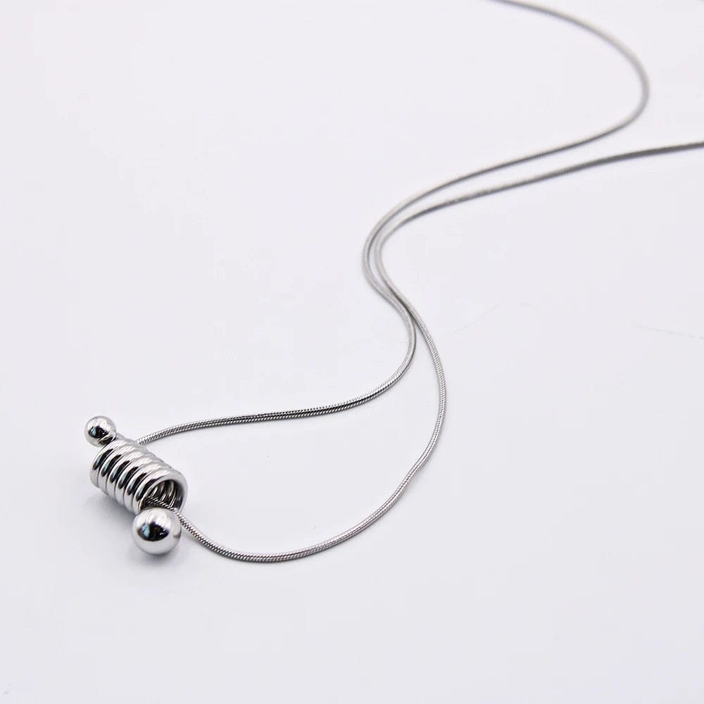 Pendant Necklace / YS53 Silver Color Necklace FANJIN Coil Shape Stainless Steel Pendant Necklace for Women Minimalist Daily Wear Neck Jewelry