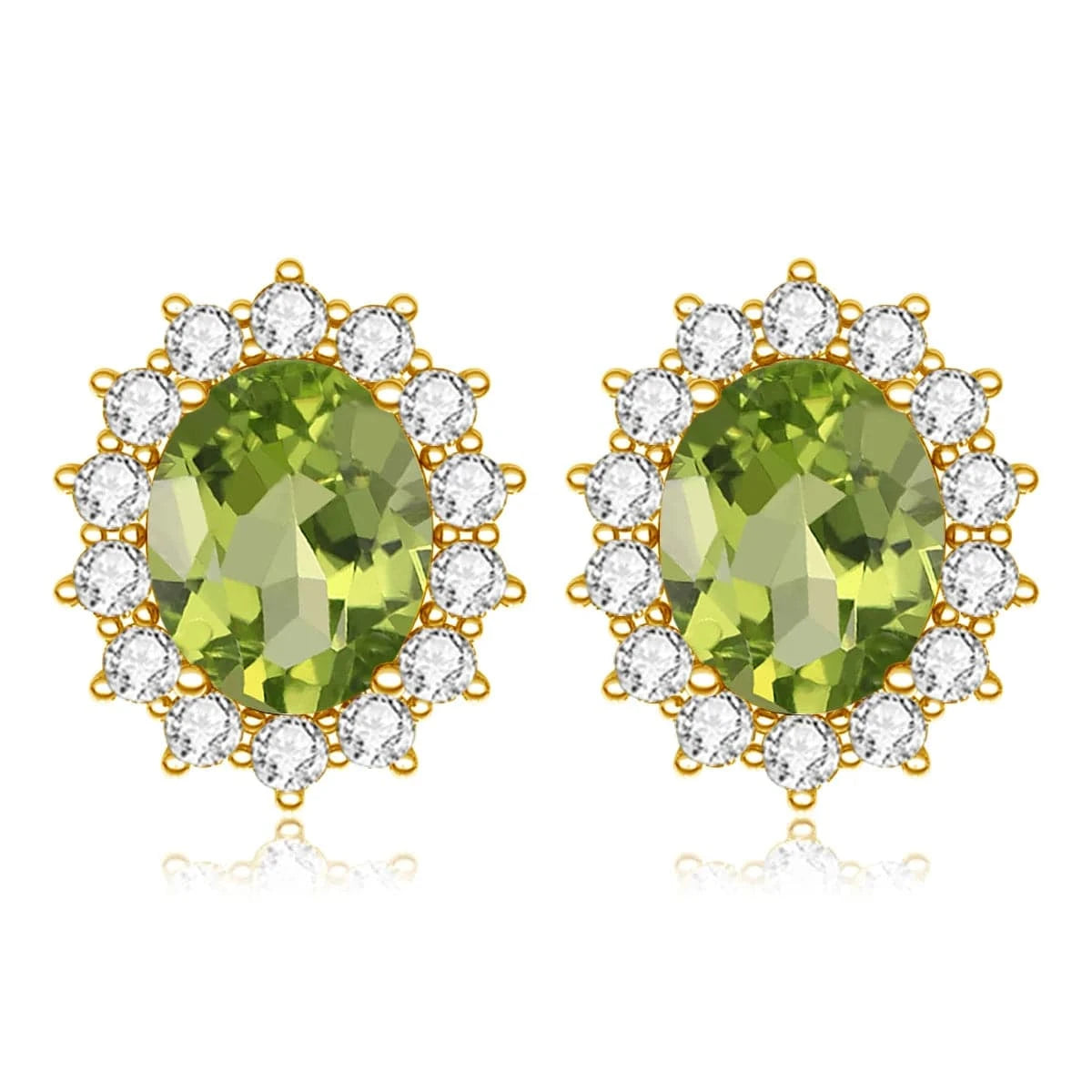 Peridot Luxury Sterling Silver 925 Stud Earrings with Garnet Princess Diana Inspired Design for Anniversary Celebrations