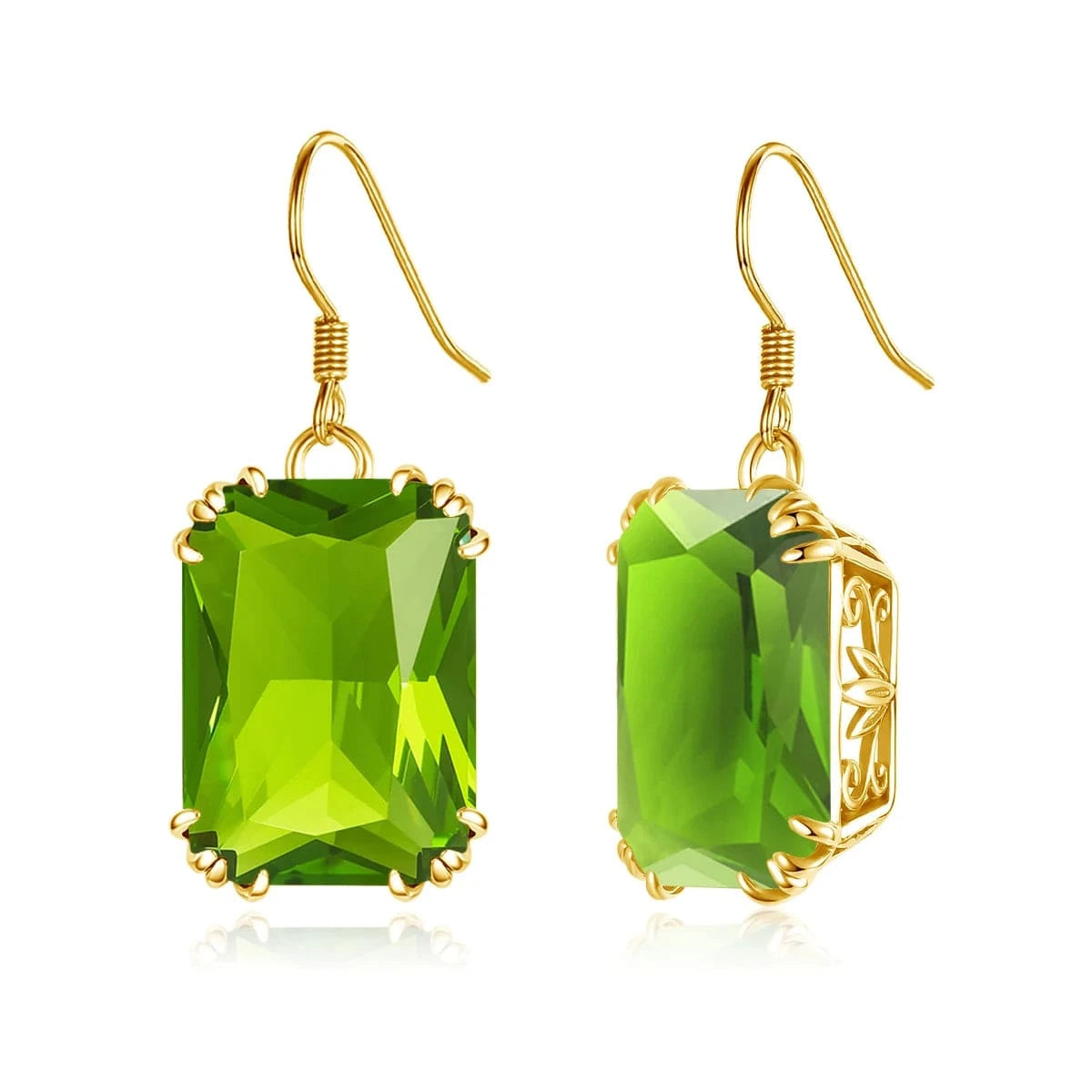 Peridot wholesale 18k Gold color Flower Earrings Red Ruby Square 925 Sterling Silver Women gemstone earrings jewelry