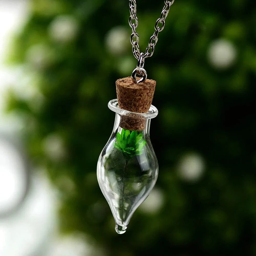 Personal Bubble Glass Wishing Bottle Dried Flower Botanical Pendant Fashion Jewelry Necklaces For Women New Arrival 2023