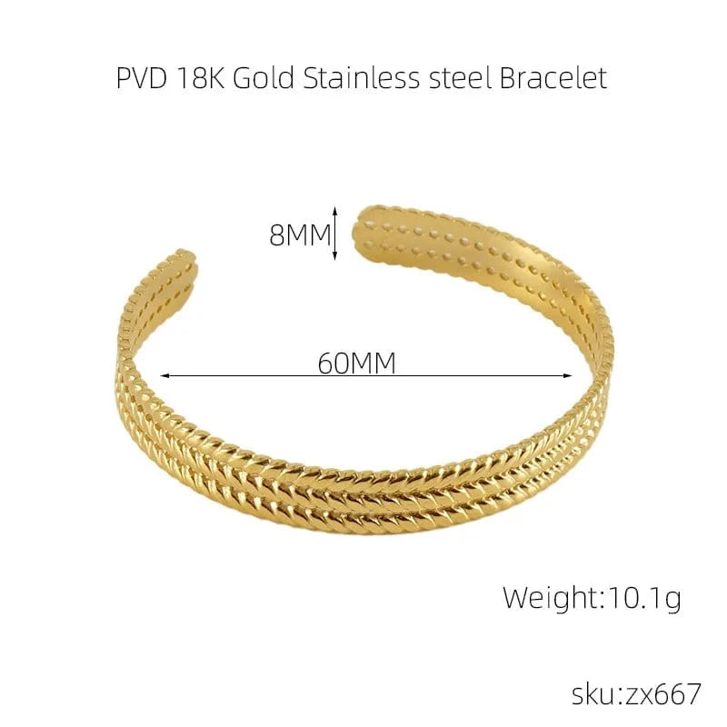 Personality / 21cm / 7 Fashion Waterproof 18k Gold Plated Stainless Steel  No Tarnish  Bracelet Best Sale Adjustable Bangles Sets Jewelry