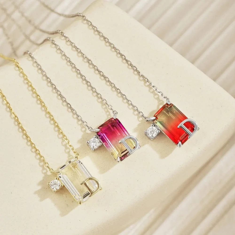 Personalized 925 Silver Charm Link Chain Jewelry Alphabet Cubic Zirconia 26 Letter A-Z Initial Necklace Pendant Necklaces