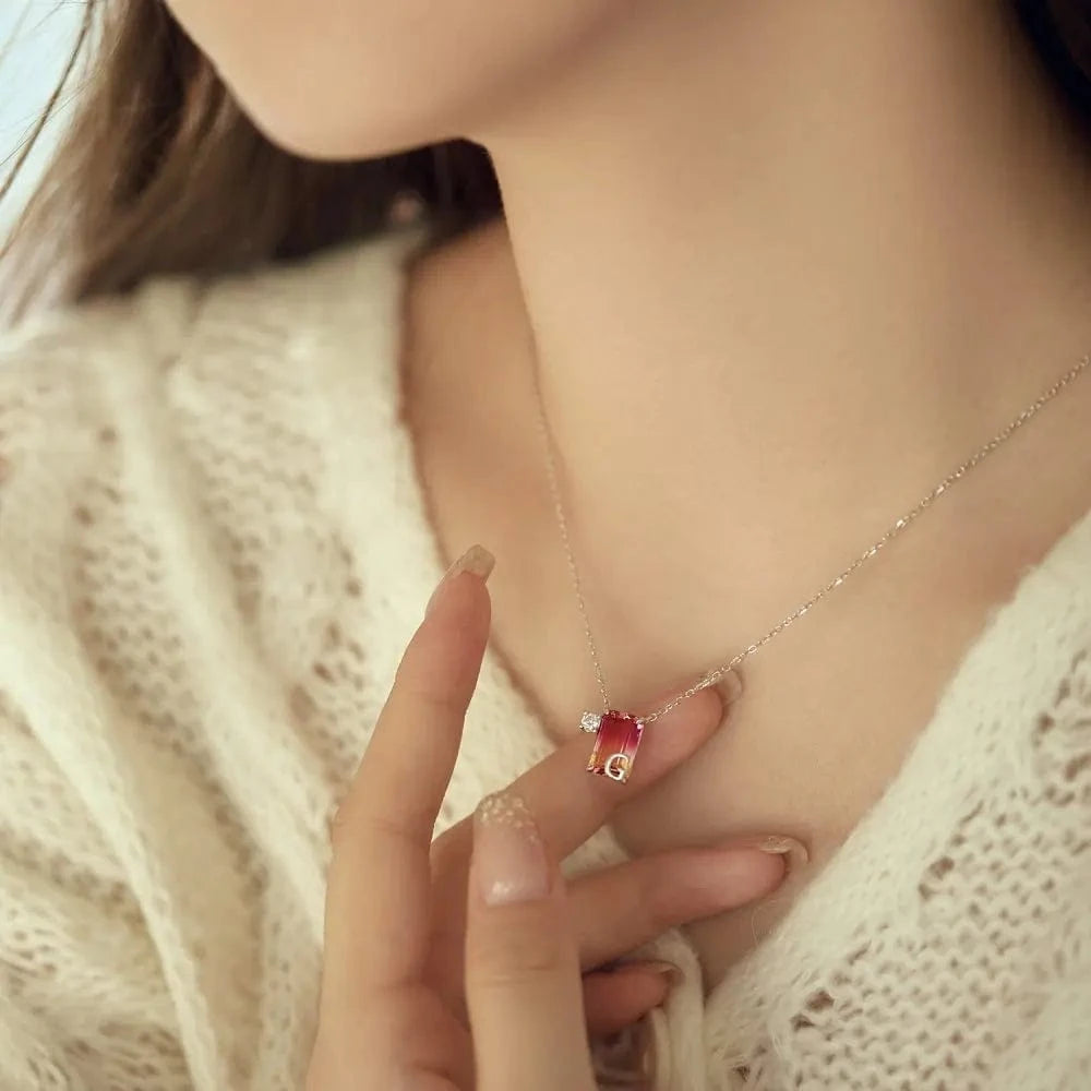 Personalized 925 Silver Charm Link Chain Jewelry Alphabet Cubic Zirconia 26 Letter A-Z Initial Necklace Pendant Necklaces