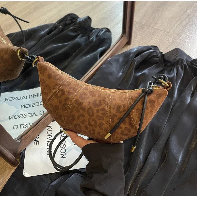 Personalized Croissant Shoulder Bag Velvet Material Zipper Handbag Texture Versatile Dumpling - shaped Mobile Phone Bag - SN Wigs & More