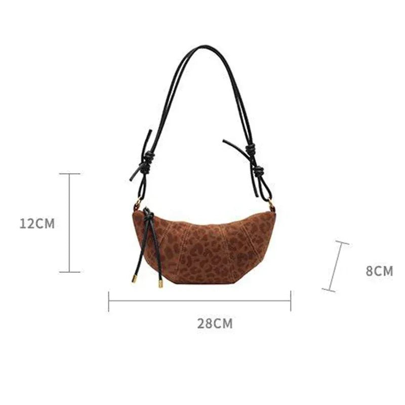 Personalized Croissant Shoulder Bag Velvet Material Zipper Handbag Texture Versatile Dumpling - shaped Mobile Phone Bag - SN Wigs & More