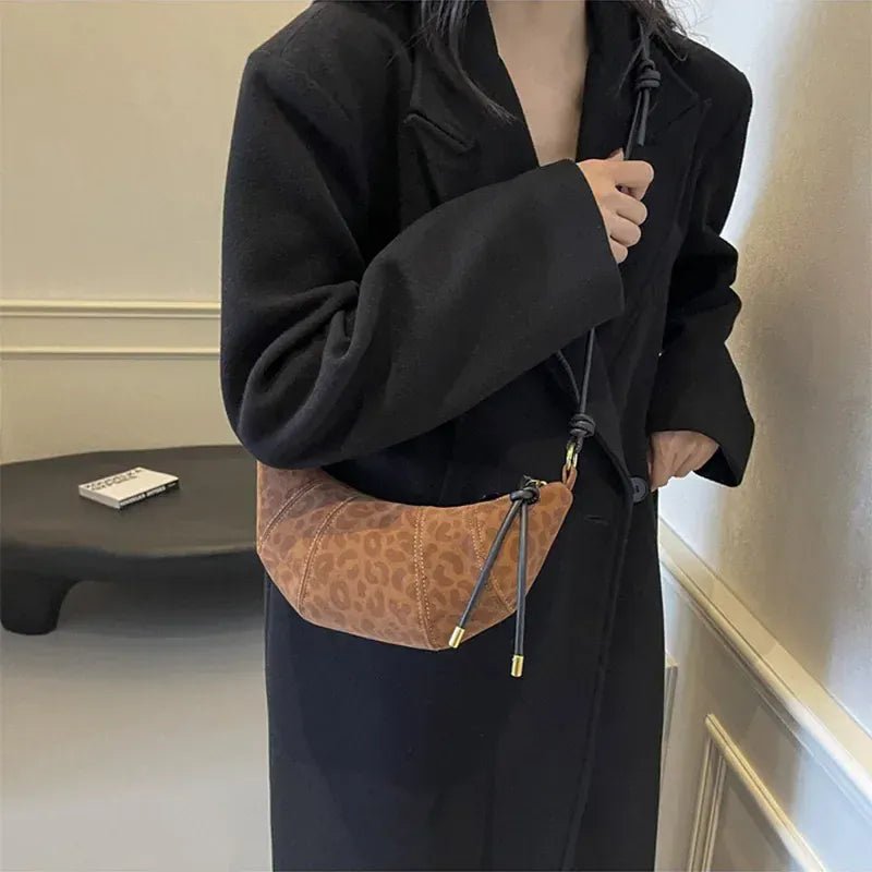 Personalized Croissant Shoulder Bag Velvet Material Zipper Handbag Texture Versatile Dumpling - shaped Mobile Phone Bag - SN Wigs & More