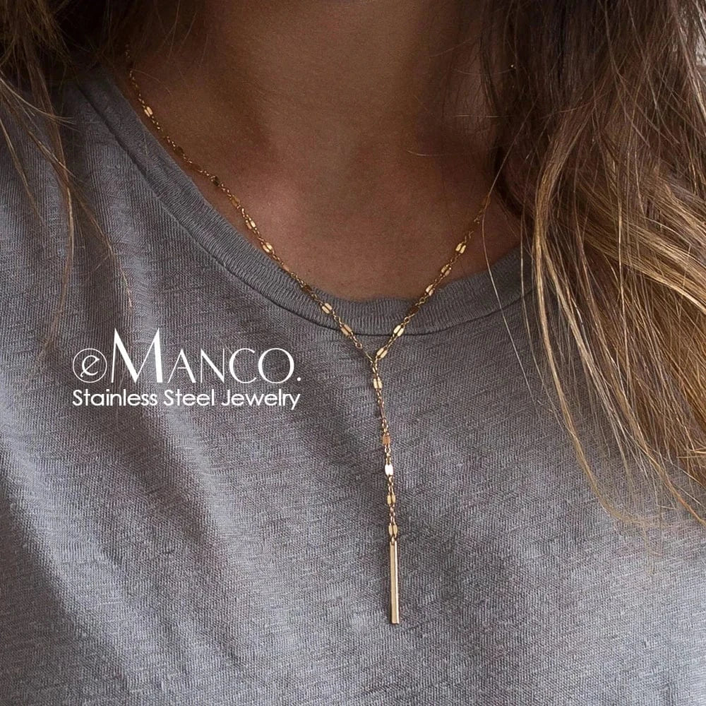 Personalized stainless steel necklace thick gold sweater chain necklace women fine jewelry