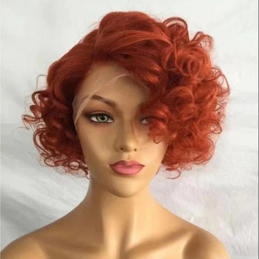 picture color / 10 Inches short human hair wigs for women Front lace wig human hair make women more beautiful A variety of colors a variety of styles