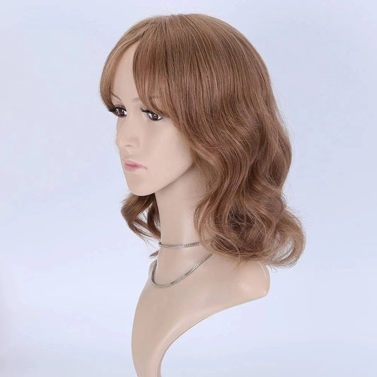 Picture Color / 12 Inches Topelles new ready 12inch top quality brown color mono human hair wigs for women