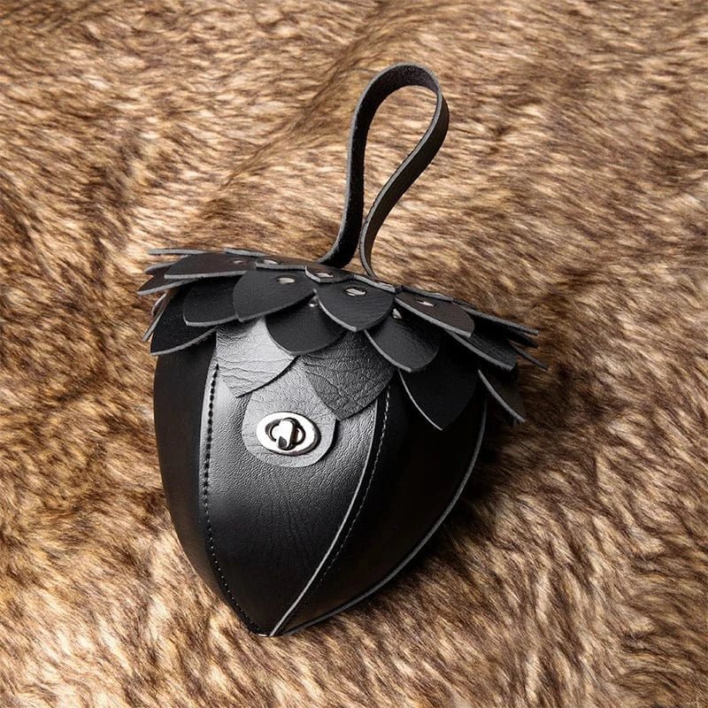 Pine Cone Shaped Retro Coin Purse Creative Small Wrist Bag Pu Leather Mini Waist Bag Exquisite Unisex Fashion Handmade Wallet - SN Wigs & More