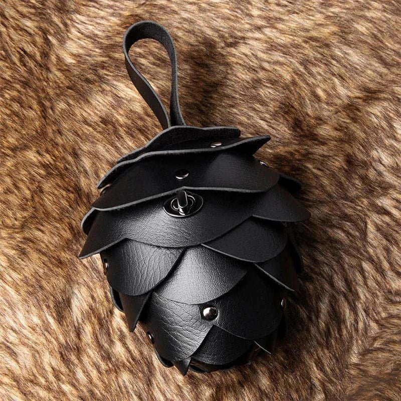 Pine Cone Shaped Retro Coin Purse Creative Small Wrist Bag Pu Leather Mini Waist Bag Exquisite Unisex Fashion Handmade Wallet - SN Wigs & More