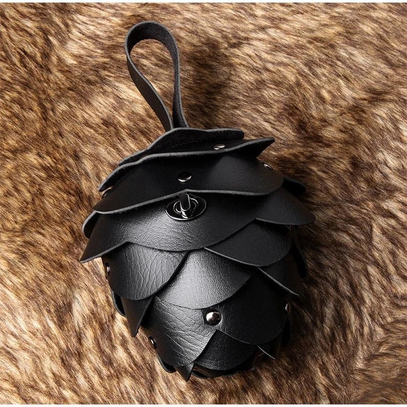 Pine Cone Shaped Retro Coin Purse Creative Small Wrist Bag Pu Leather Mini Waist Bag Exquisite Unisex Fashion Handmade Wallet - SN Wigs & More