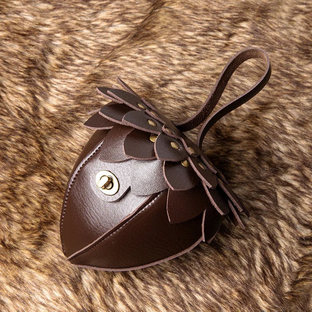 Pine Cone Shaped Retro Coin Purse Creative Small Wrist Bag Pu Leather Mini Waist Bag Exquisite Unisex Fashion Handmade Wallet - SN Wigs & More