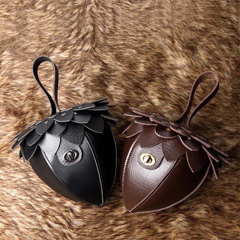 Pine Cone Shaped Retro Coin Purse Creative Small Wrist Bag Pu Leather Mini Waist Bag Exquisite Unisex Fashion Handmade Wallet - SN Wigs & More