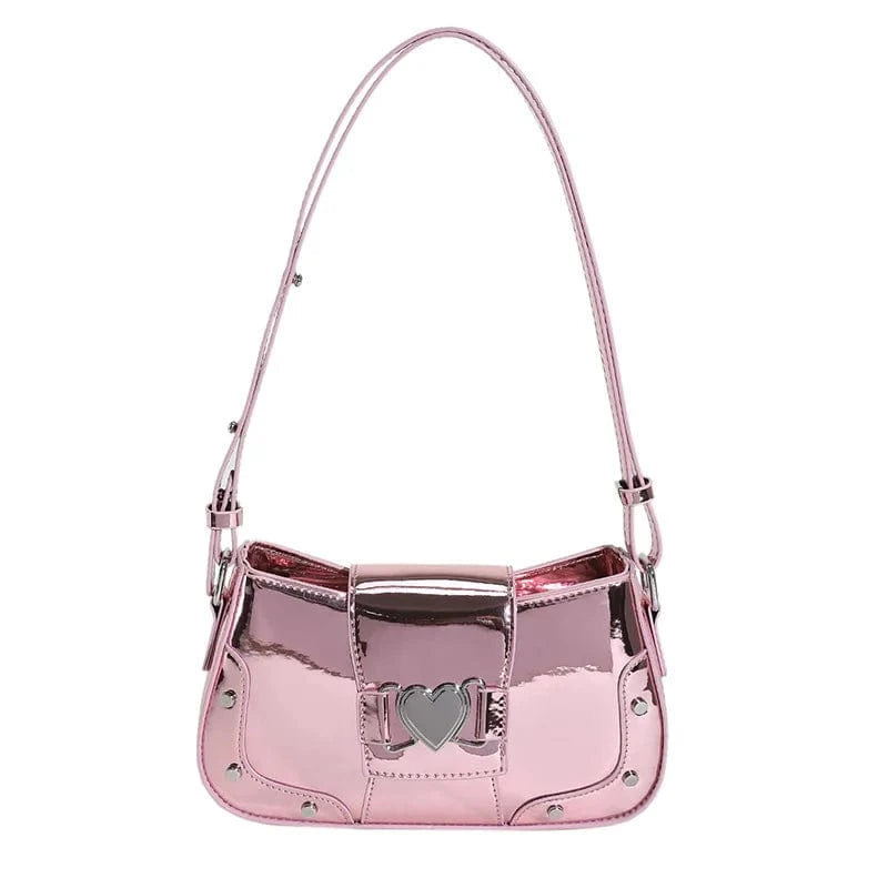 Pink 2024 Trendy Leather Shoulder Bag Heart Shape Ornament Stylish Luxury Handbags for Women Wholesale