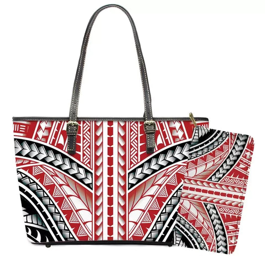 Pink Bags Women Handbags Ladies Custom On Demand Samoan Tribal Print Leather Tote Bag Shoulder Bags Women Handbags Ladies 2024