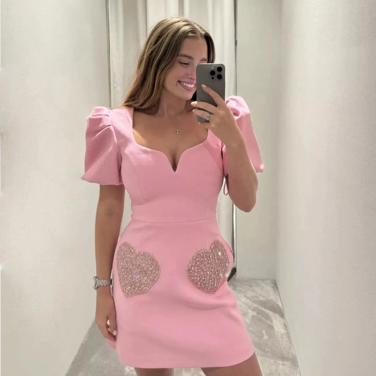 Pink Cami Evening Party Women's Patchwork Dresses 2024 Dresses Lady Women Elegant Spring Women Clothes