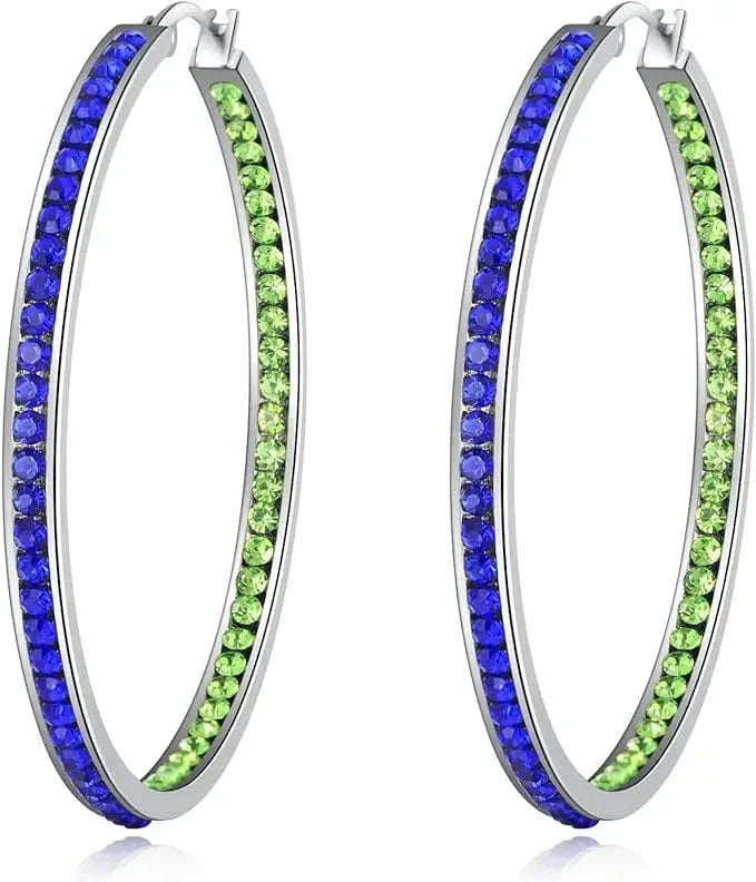Pink Green Full Crystal Large Hoop Earring Women Big Hoop Earrings Jewelry