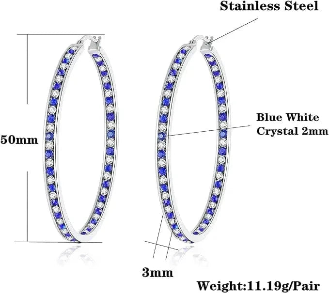 Pink Green Full Crystal Large Hoop Earring Women Big Hoop Earrings Jewelry