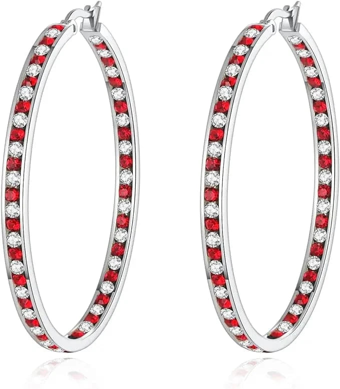 Pink Green Full Crystal Large Hoop Earring Women Big Hoop Earrings Jewelry