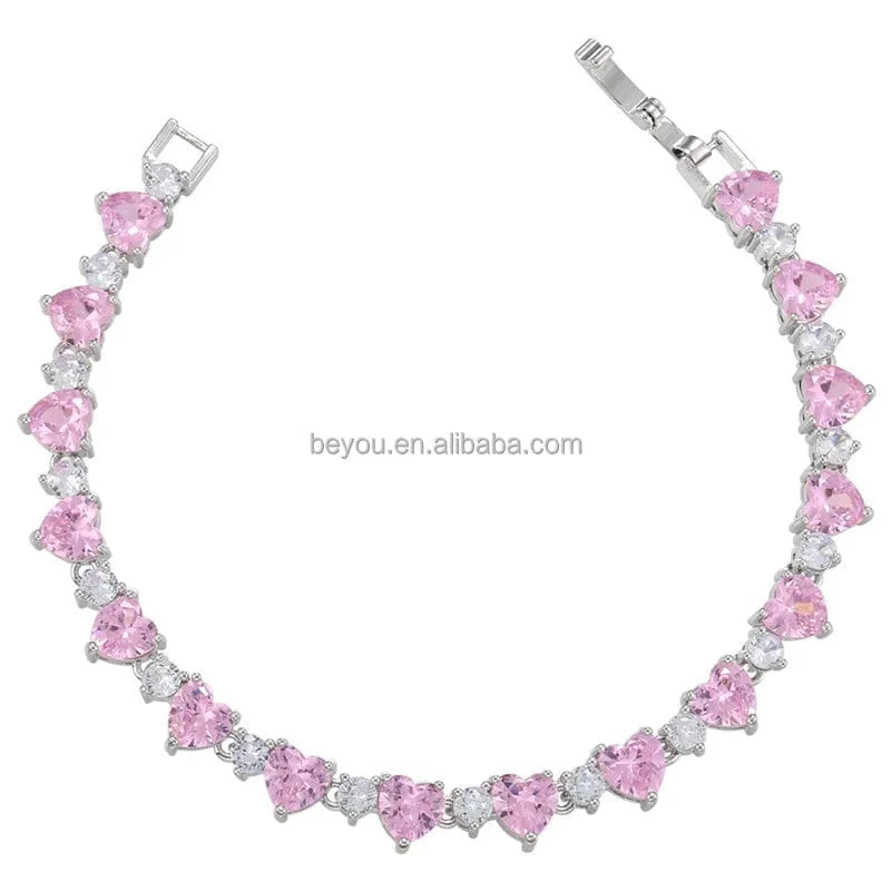Pink Green Silver Gold Plated Water Drop Shaped Necklace Luxurious Rhinestone Decorated Statement Women' Party Jewelry