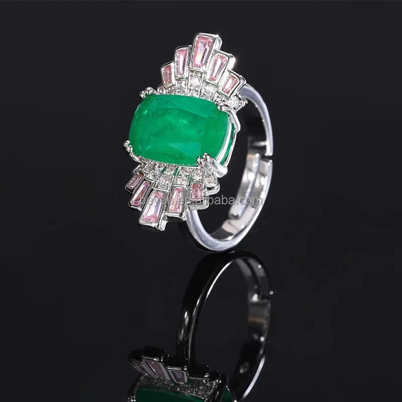 Pink Green Silver Gold Plated Water Drop Shaped Necklace Luxurious Rhinestone Decorated Statement Women' Party Jewelry