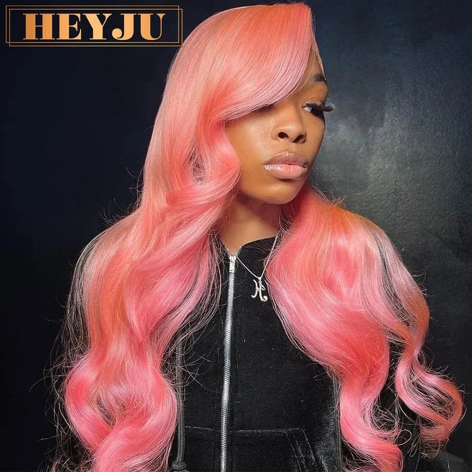 Pink Lace Front Wigs Human Hair Body Wave 13x6 HD Lace Frontal Wig Brazilian Colored Human Hair Wigs 100% 13x4 Loose Wave Wigs
