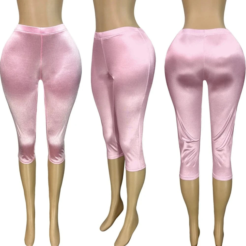 pink long / XXL FAGADOER Y2k Sexy Bodycon Shorts for Woman Solid Color High Waist Elasticity Shorts Female Streetwear Bottoms 2025 Summer New