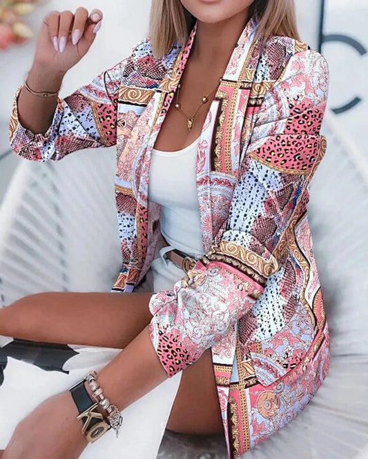 Pink / S Women Blazer Anti-Pilling Suit Jacket Versatile Warm Stylish Button Placket Single Breasted Winter Formal Coat
