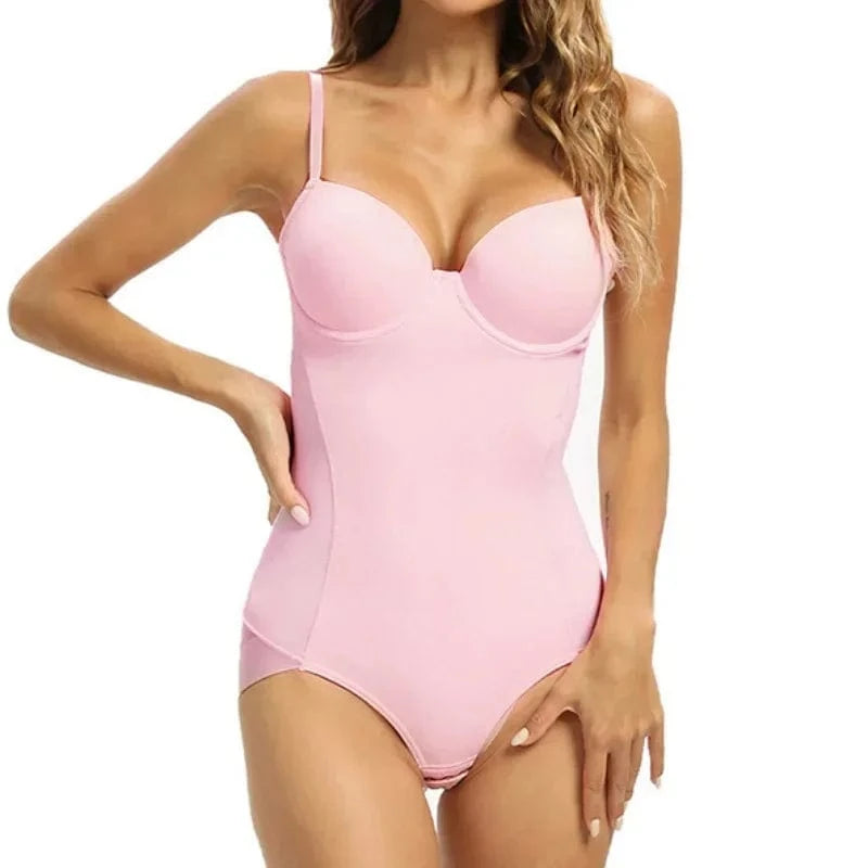 pink / XXXL FAGADOER Sexy Solid V Neck Spaghetti Strap Bodysuits Women Sleeveless Backless High Stretchy Bodycon Rompers Female Clubwear new