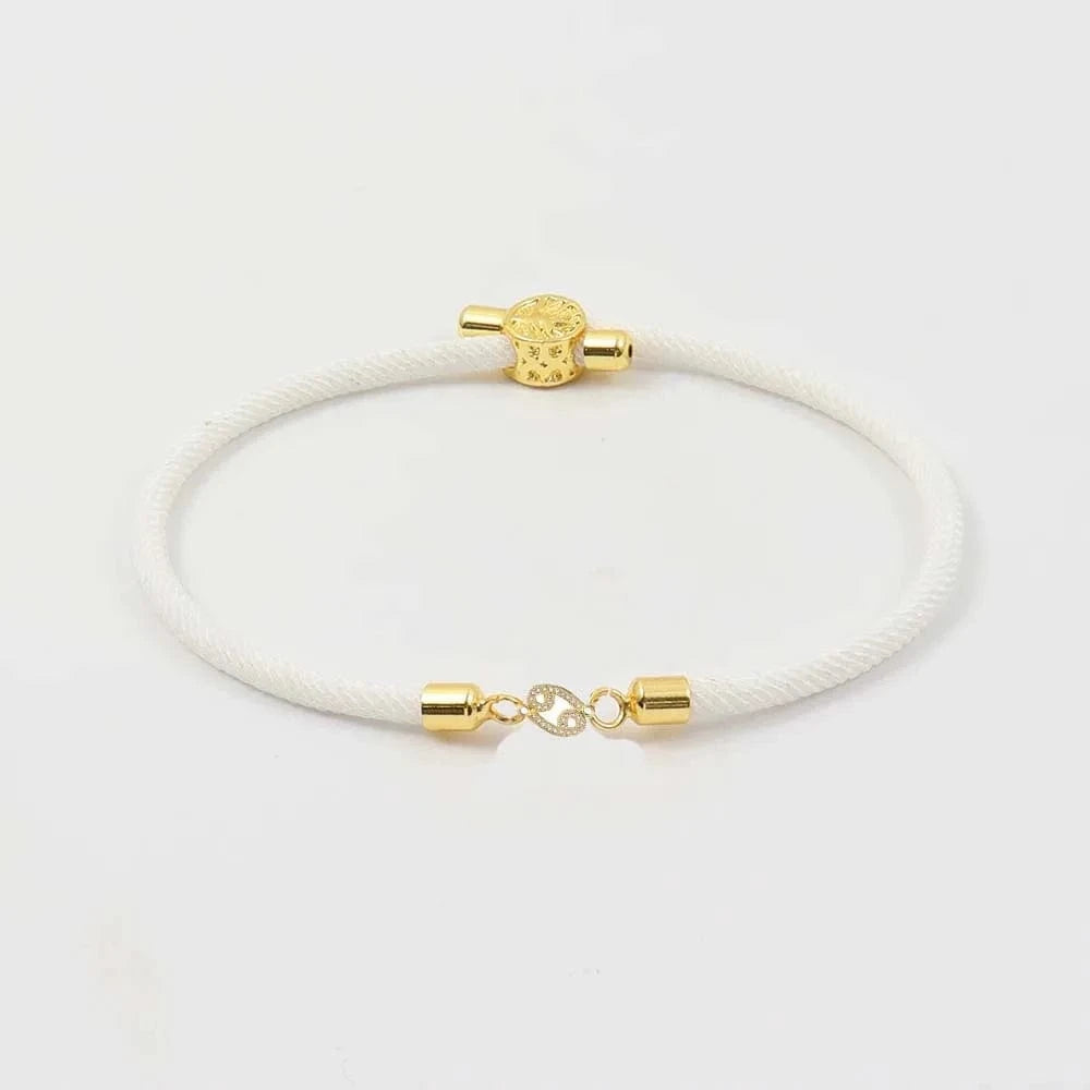 Pisces (Pisces) / YH2011-White Fashion Jewelry 18K Real Gold  Zodiac 12 Constellations Copper Zircon Milan String Rope Bracelet