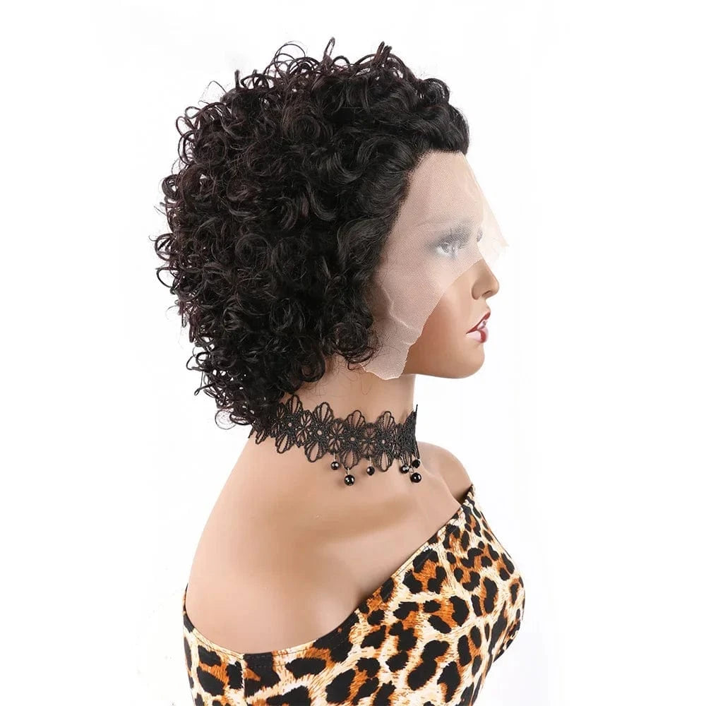Pixie Cut Wigs Human Hair Short Curly Lace Front Human Hair Wigs For Women Water Wave Bob Wig 13x1 Transparent Lace Wigs