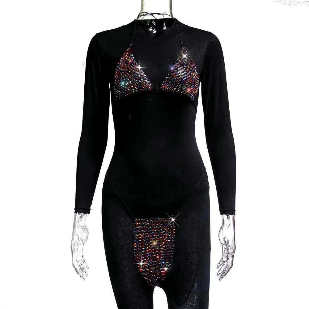 Plaid flashing diamond bikini suit sexy lingerie suit sexy hot girl bikini beachwear feminine two-piece bra and panty suit