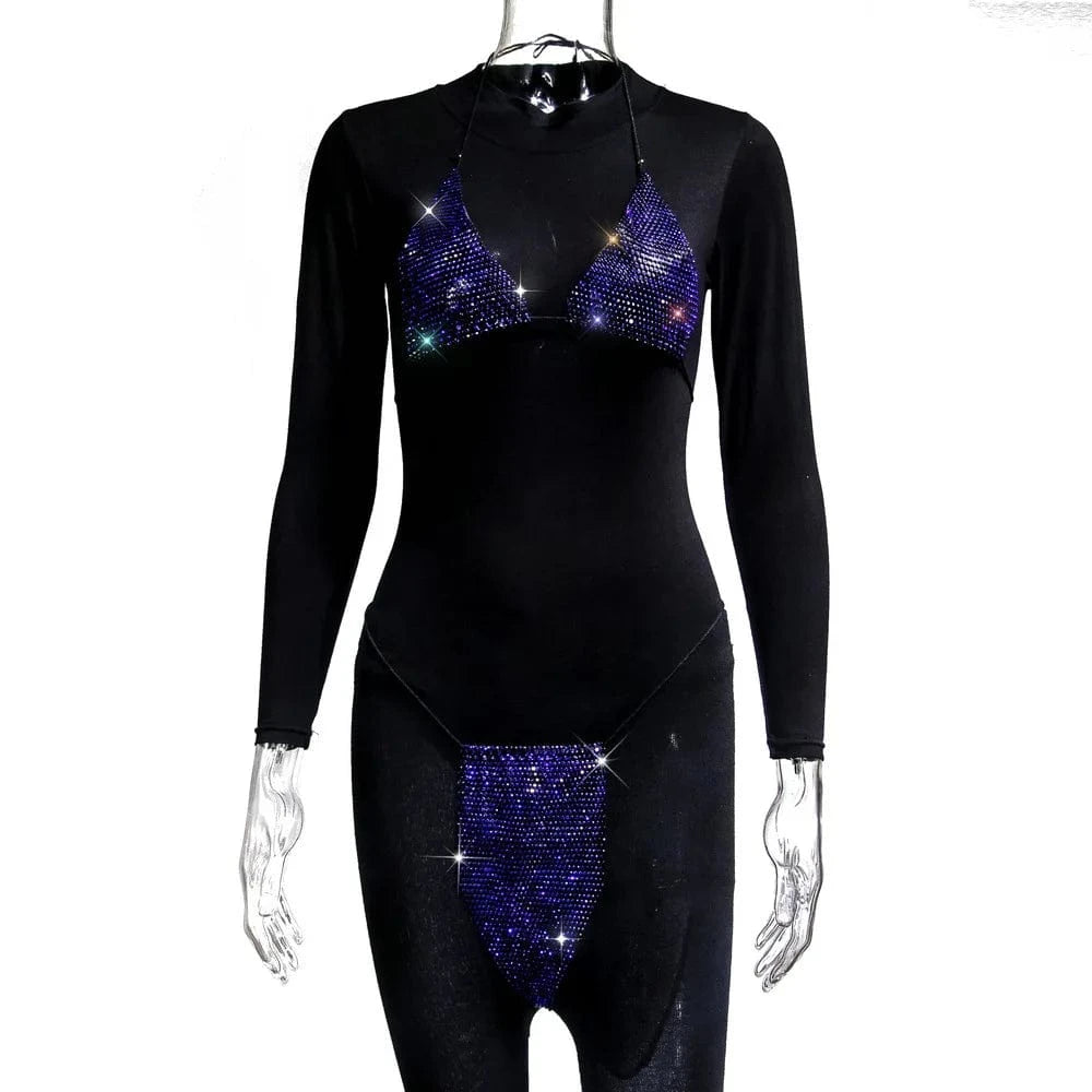 Plaid flashing diamond bikini suit sexy lingerie suit sexy hot girl bikini beachwear feminine two-piece bra and panty suit