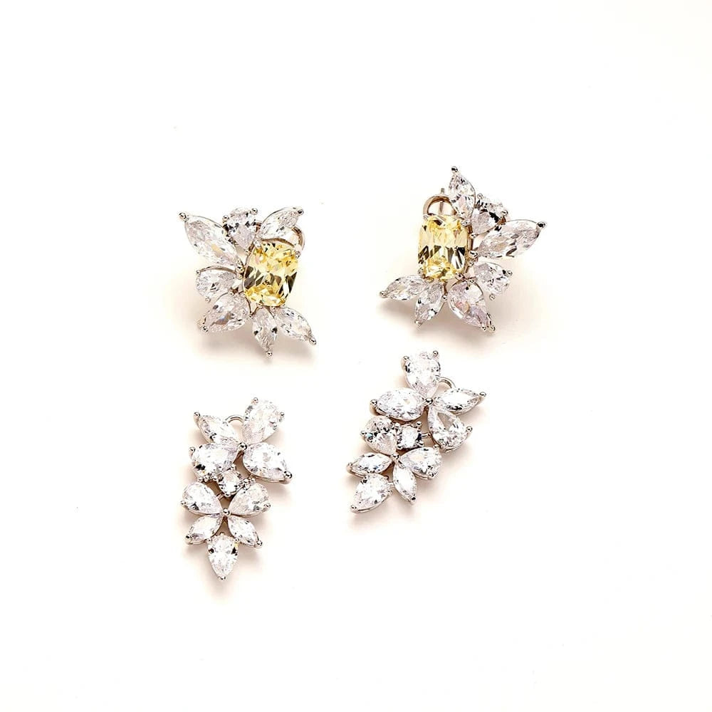 Platinum Senior jewelry manufacturers sell detachable dual-purpose yellow zircon women's earrings