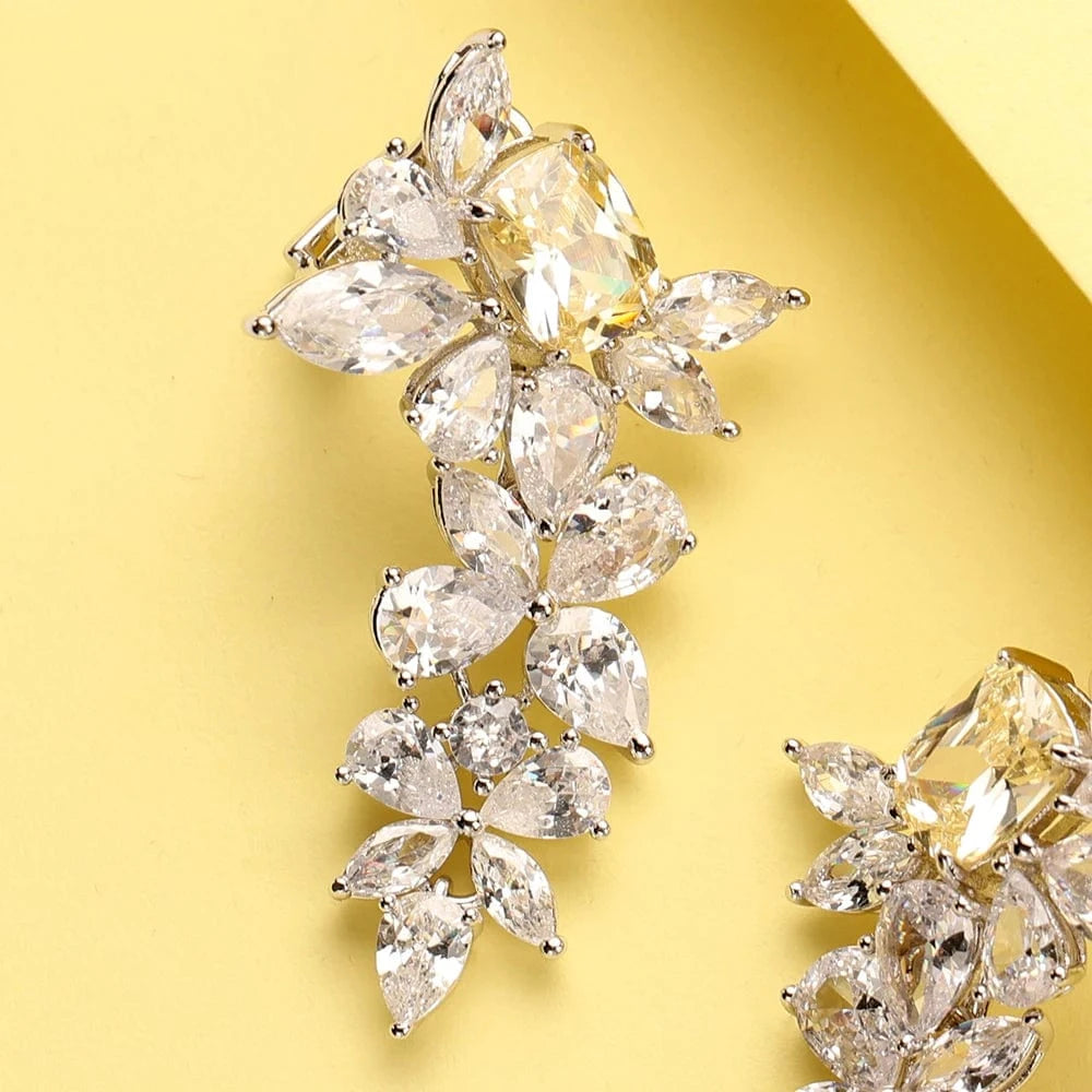 Platinum Senior jewelry manufacturers sell detachable dual-purpose yellow zircon women's earrings