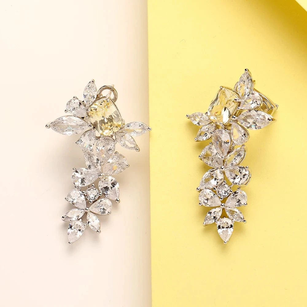 Platinum Senior jewelry manufacturers sell detachable dual-purpose yellow zircon women's earrings